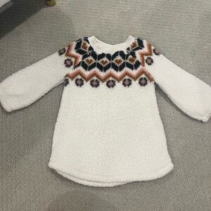 Old Navy White and Multicolor Fleece Sweater